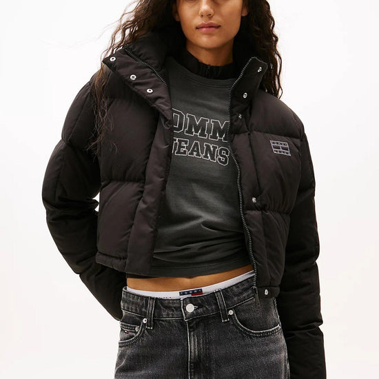 Tommy Hilfiger Piumino Alaska cropped fit Donna Nero DW0DW21624 BDS TOMMY HILFIGER 