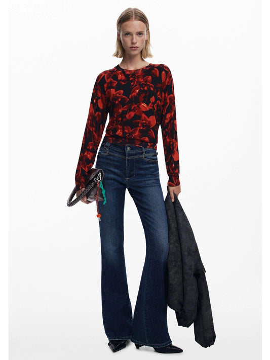 Desigual Maglione leggero a fiori Donna Nero
