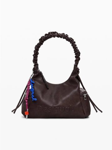 Desigual 3D Logo Bag with Medium Curled Handle Women's Brown