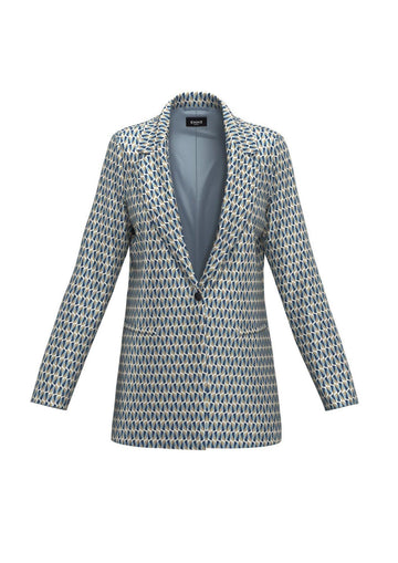 Emme Marella Giacca Donna Improbi Blu Geometrico