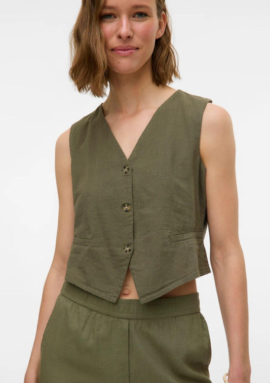 Vero Moda - Women's Caia Green Waistcoat