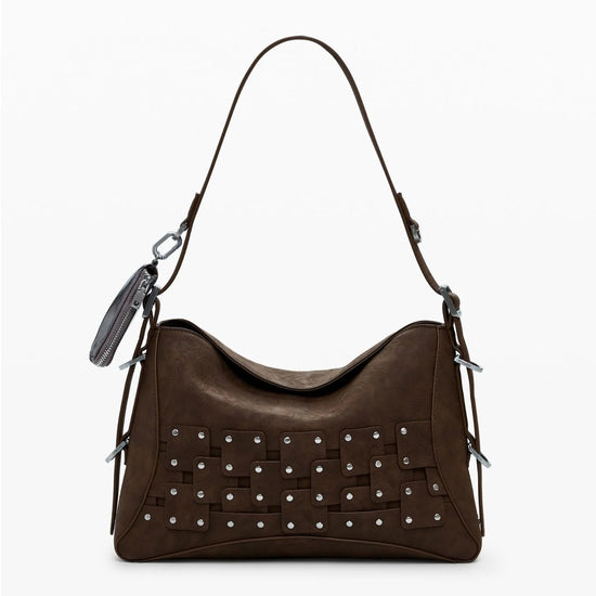 Desigual Borsa a mano media con patch e borchie Donna Marrone 25WAXPBP 6009 DESIGUAL 