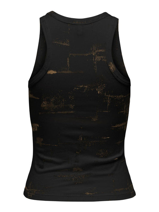 Top Donna Bright Black Pale gold foil