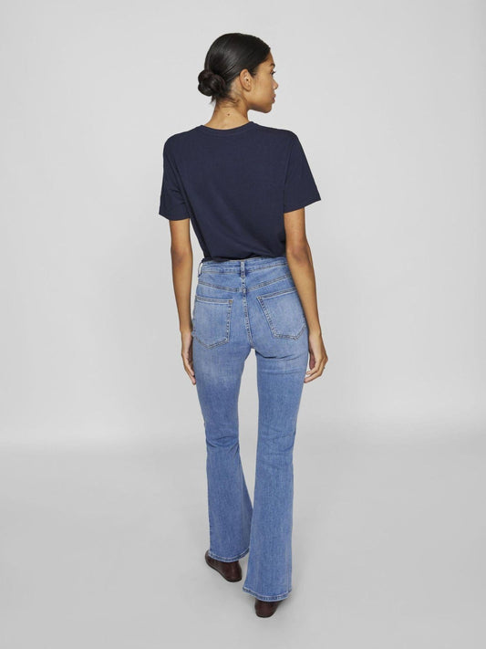 Vila - Pantaloni a Zampa Donna Light Blue Betty