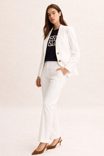 Emme Marella - Pantalone Donna farnese2 Bianco Lana