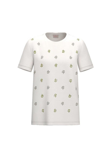 Emme Marella - T-Shirt Donna area Bianca Stampa Fiori