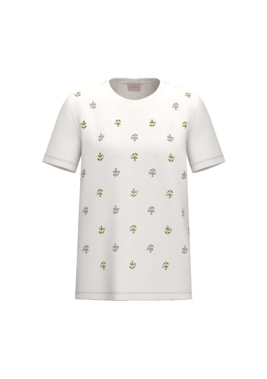 Emme Marella - Women's White T-Shirt with Floral Print