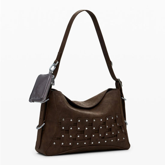 Desigual Borsa a mano media con patch e borchie Donna Marrone 25WAXPBP 6009 DESIGUAL 
