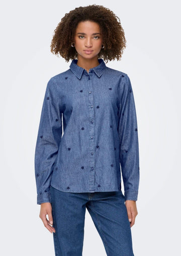 Jacqueline De Yong - Camicia Donna Love Blu Medio Denim