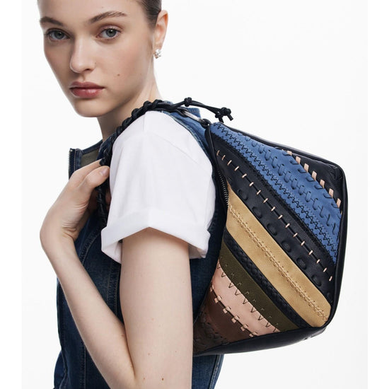 Desigual Borsa a spalla patchwork media Donna Marrone 25WAXP78 6000 DESIGUAL 