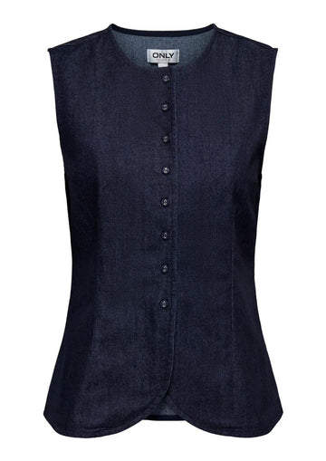Only Gilet Donna Ashby Blu Denim Scuro