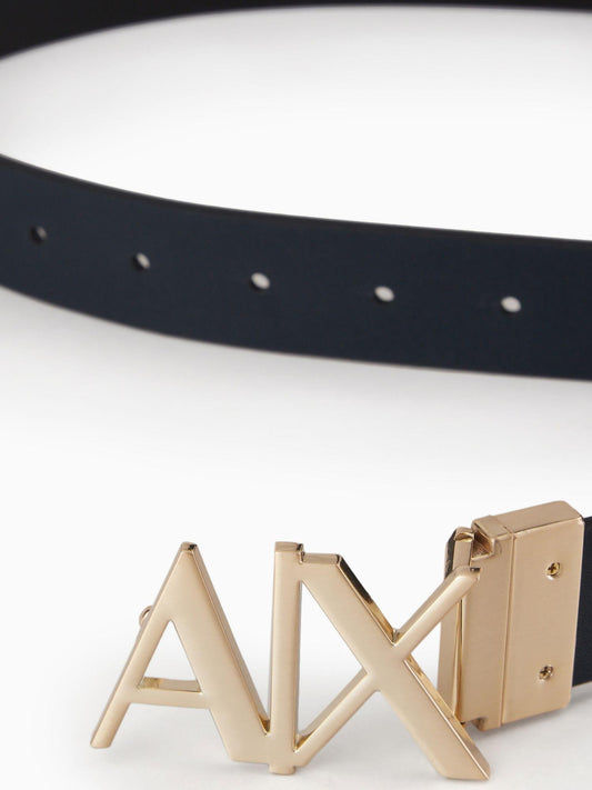 Armani Exchange Cintura in pelle double face Uomo Nero Blu Navy