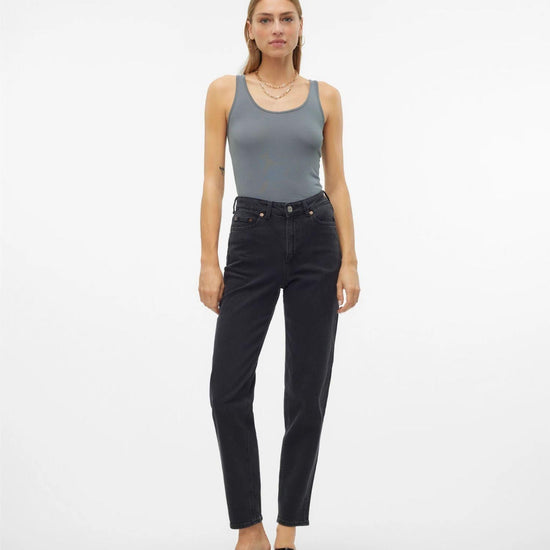 Vero Moda Jeans Donna Tessa A Vita Alta Mom Fit Dark Grey Denim 10302983 Dark Grey Denim VERO MODA 