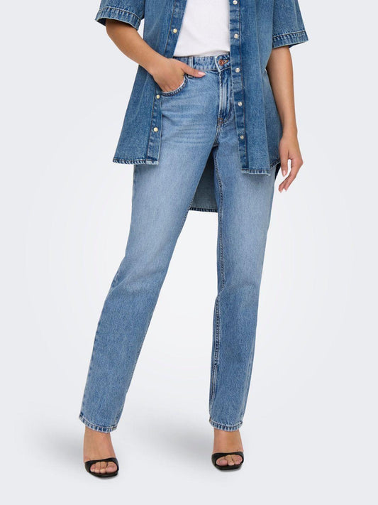 Jeans Wide Fit Donna Light Medium Blue Denim