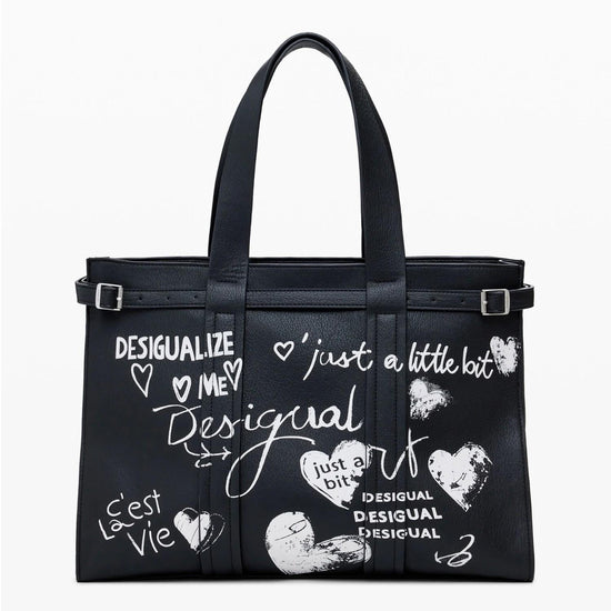 Desigual Shopper effetto pelle con lettere grande Donna Nero 25WAXPA5 2000 DESIGUAL 