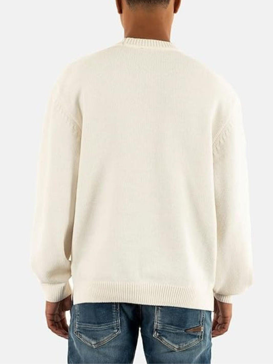 Maglione Uomo Bianco Lavorazione Intrecciata