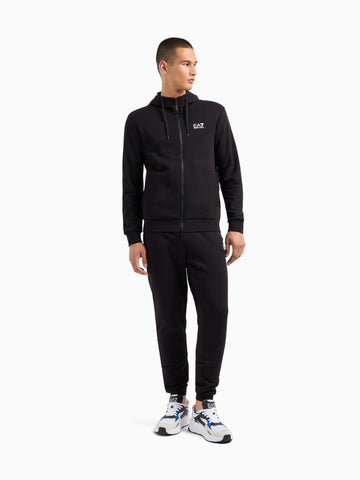 EA7 Emporio Armani Tuta con cappuccio Core Identity in misto cotone Uomo Nero