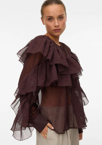 Vero Moda Women's Sabrina Chocolate Brown Shirt