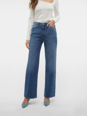 Vero Moda Jeans Donna Vita Alta Wide Fit Medium Blue VMTessa