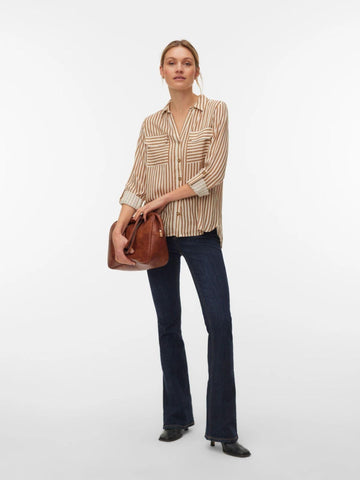 Vero Moda Camicia Donna Birch New Stripe Tigers Eye Vmbumpy