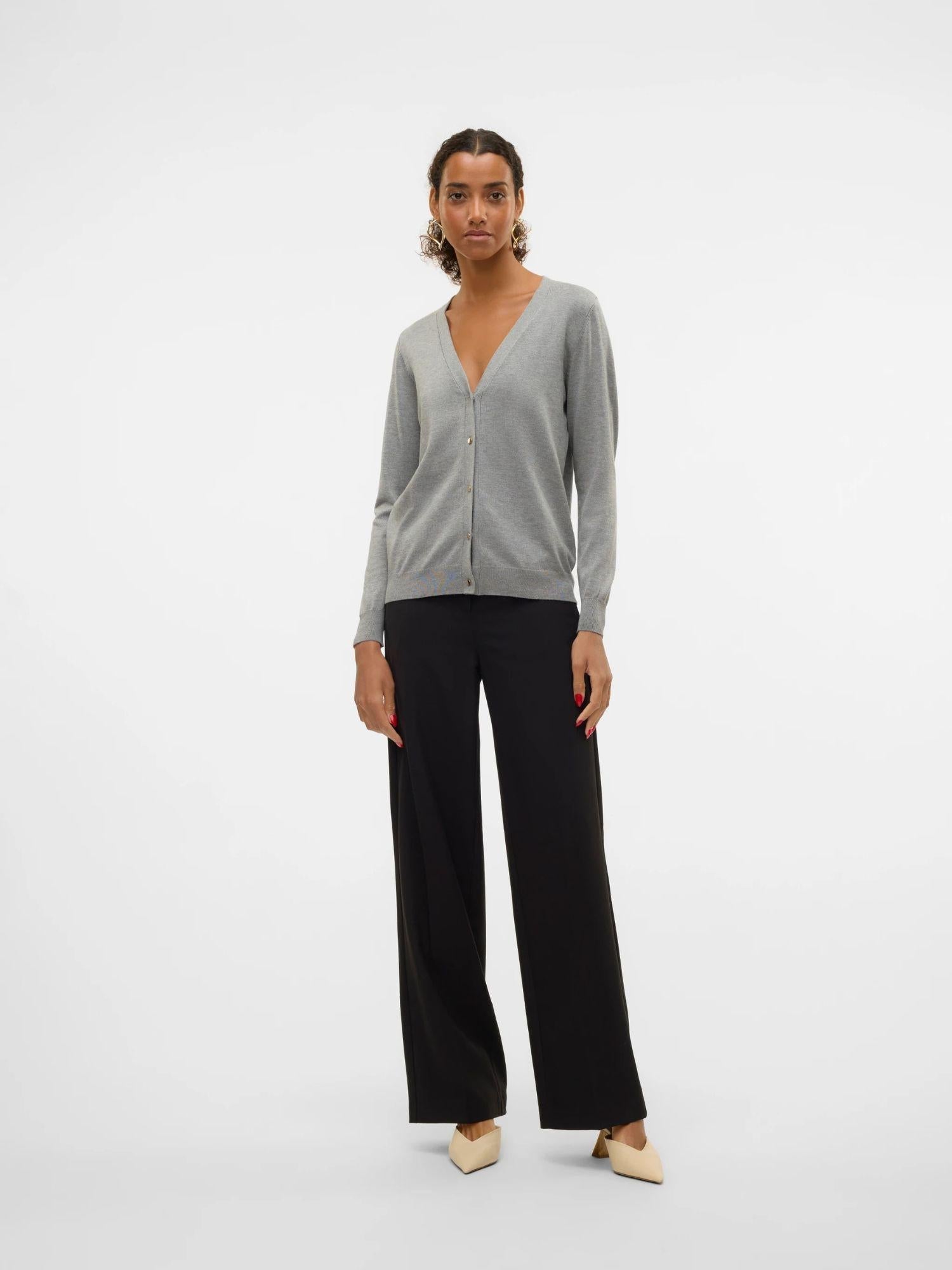 Vero Moda Cardigan In Maglia Donna Silje Grey Melange 10320456 Medium Grey Melange VERO MODA 