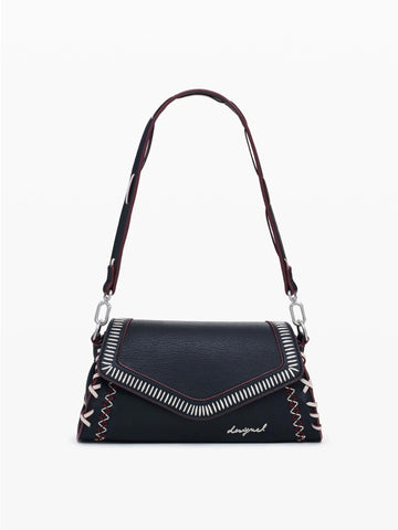 Desigual Borsa effetto pelle cuciture media Donna Nero