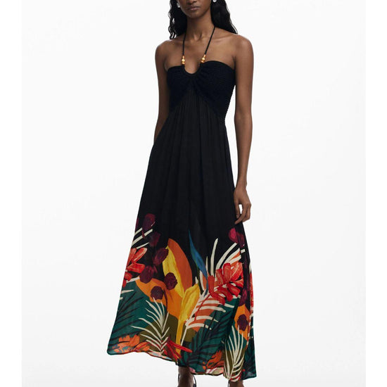 Desigual Abito lungo tropicale Donna Nero 25SWMW08 2000 DESIGUAL 
