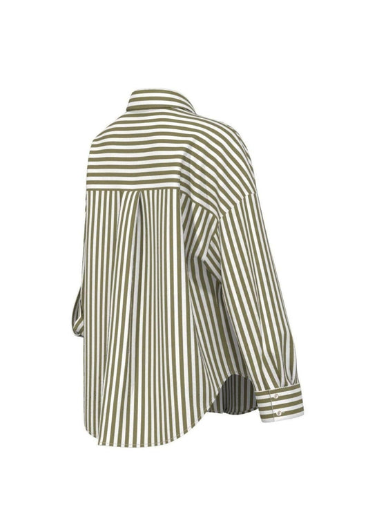 Emme Marella - White Wool and Military Green Cloudy Shirt
