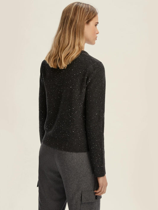 Emme Marella Ruth Comfy Sequin Sweater for Women, Dark Grey