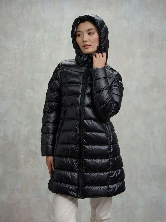 Blauer Adelaide Winter Coat for Women, Black with Beige Interior