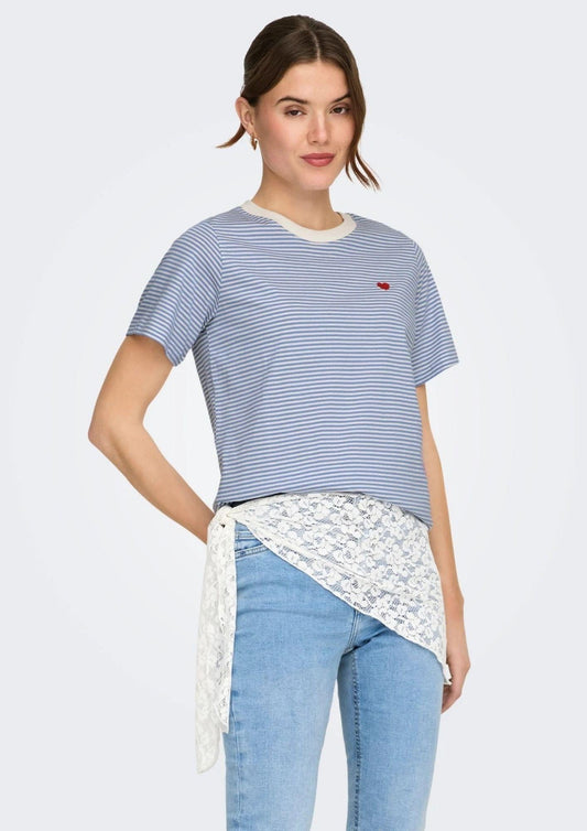 Jacqueline De Yong - Women's Pisa Blue and White T-Shirt