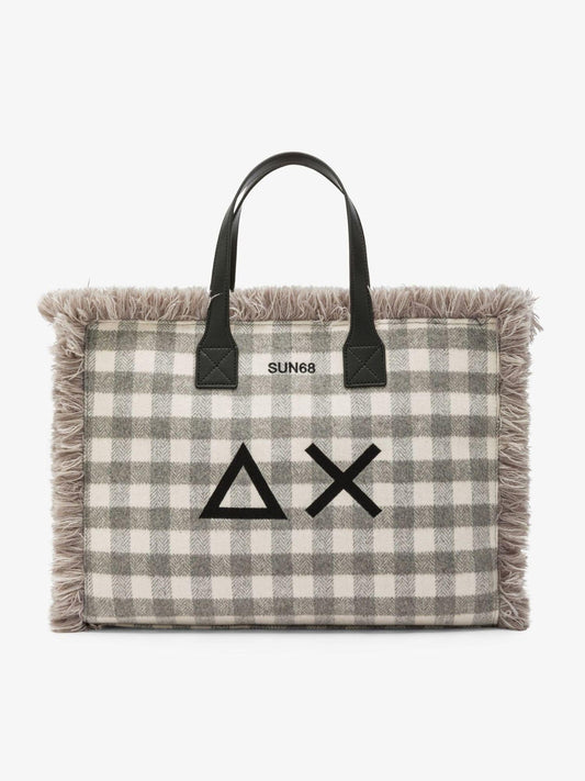 Sun68 Borsa Donna Cali Midi Tartan Grigio Medio