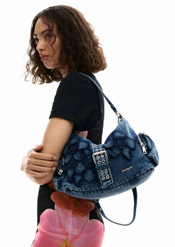 Desigual - Borsa Donna Bag Curio Denim Banaba Misto Denim Chiaro Scuro