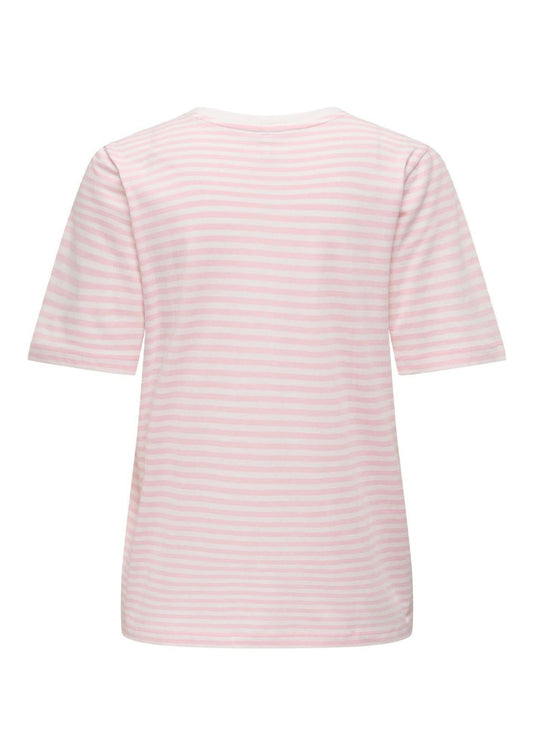 Only Women's Happy T-Shirt White and Pink