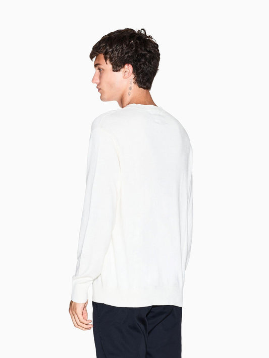 Maglione girocollo in misto cotone Uomo Bianco