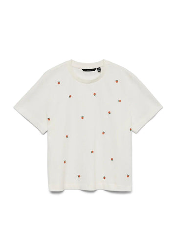 Vero Moda - Maglia Donna Sola Bianca Stampa Peach