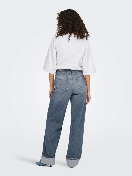 HOPE Vita alta Wide Leg Fit Jeans Donna Special Blue Grey Denim