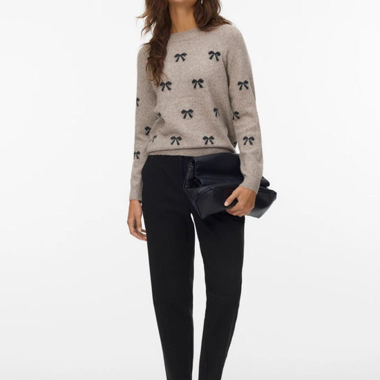 Vero Moda Pullover Donna Doffy Beige e Bianco 10330790 Woodrose W. WHITE HEARTS VERO MODA 