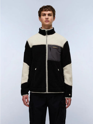 Napapijri Felpa in Pile con Zip Uomo Yupik Multicolour NP0A4GNT MCB NAPAPIJRI 
