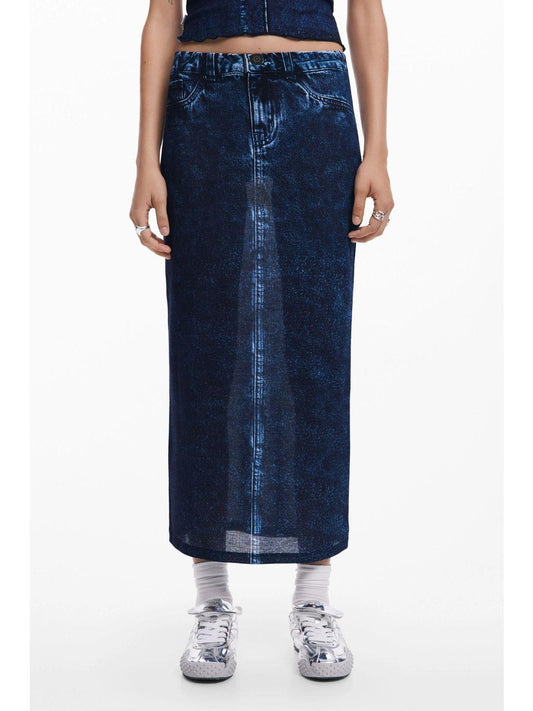 Gonna effetto denim Donna Blu