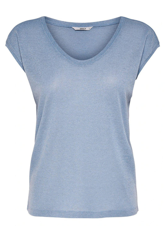 Top Only Donna Silvery Azzurro