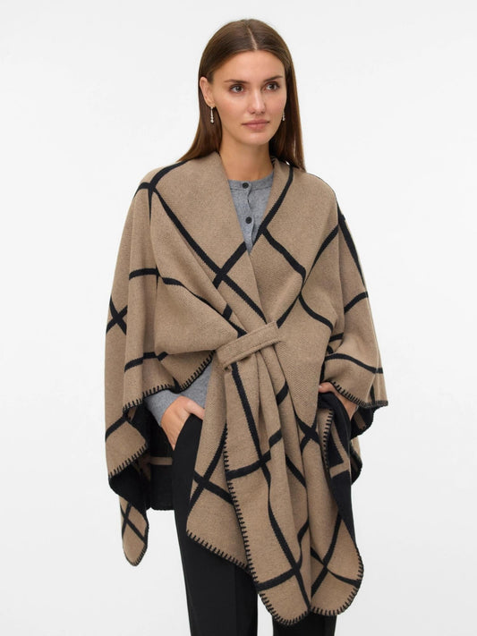 FIONA Poncho Mantella Donna Silver Mink Black