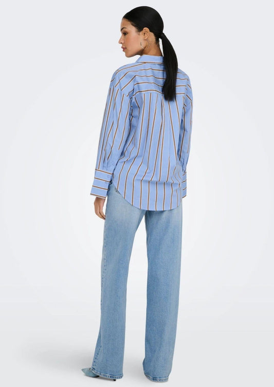 Jacqueline De Yong - Women's Serena Blue Striped Shirt