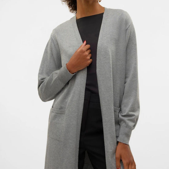 Vero Moda Cardigan Lungo Donna Silje Grigio Medio 10320462 Medium Grey Melange VERO MODA 