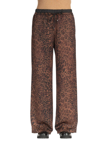 Pantalone Donna Marrone Animalier