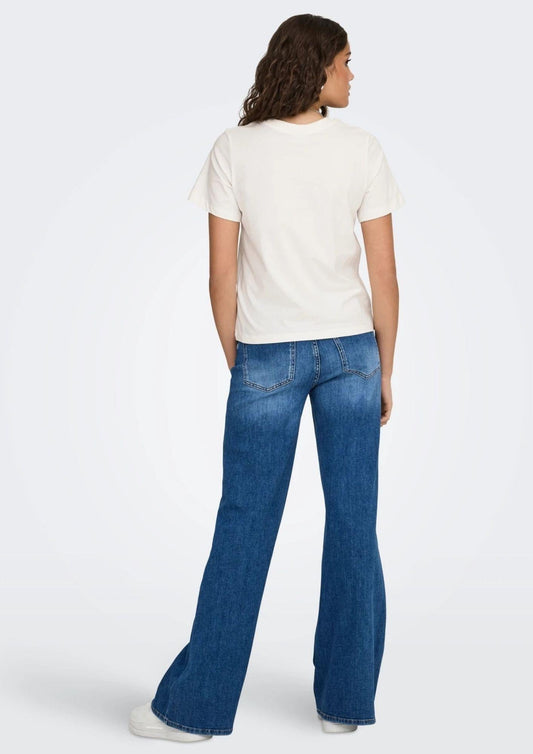 Jacqueline De Yong Women's Pisa White T-Shirt with Lemon