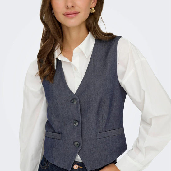 Jacqueline De Yong Gilet Donna Anthony Blu Denim 15358634 Dark Blue Denim JACQUELINE DE YONG 