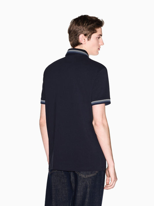 Armani Exchange - Men's Navy Blue Polo Shirt in Breathable Cotton Piqué
