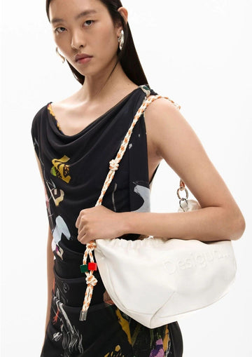 Desigual - Borsa Donna Bag Half Logo Waverly Ecru K1010 Bianca