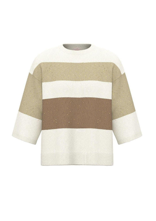 Emme Marella - Women's Exiled White Beige and Camel Sweater